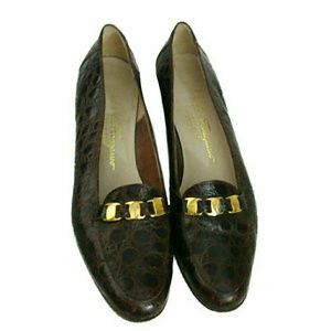 Ferragamo animal skin tortoise shell flats 9.5